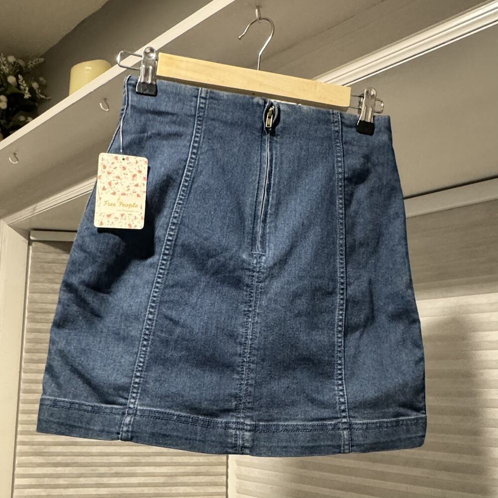 NWT - Free People OB504493 Women's Sz 0 Nautilus Blue Femme Denim Mini Skirt - Picture 9 of 10